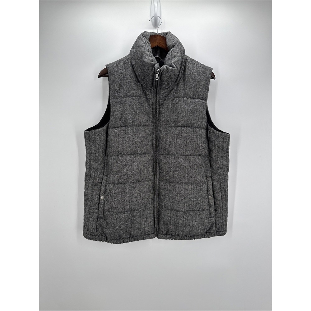Old Navy Heather Gray Full Zip Puffer Vest Jacket Fleece Lined Women's Size XL